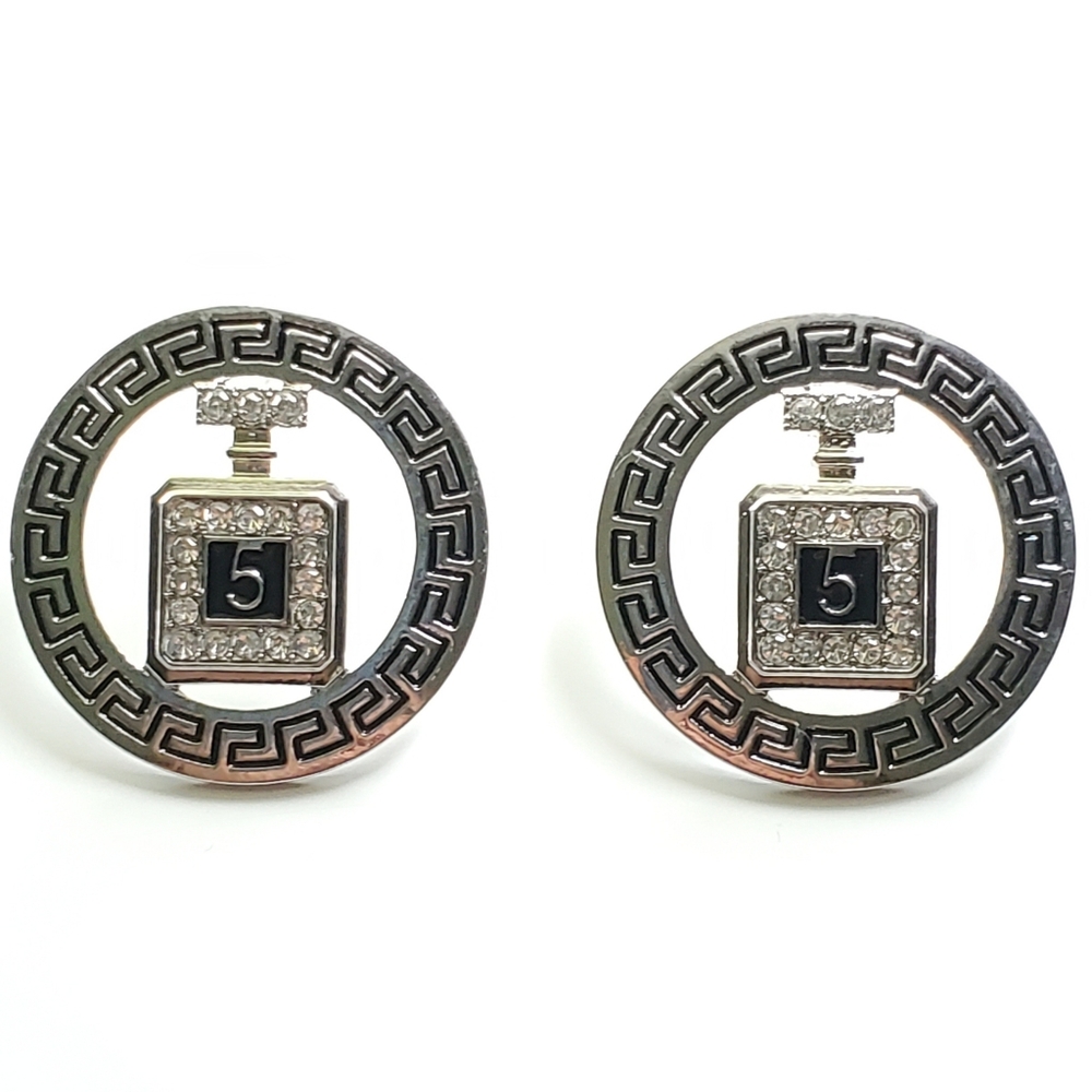 Round Greek Key Fashion Earrings